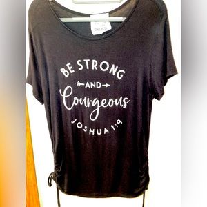 Black T-Shirt- Be Strong & Courageous - size XL